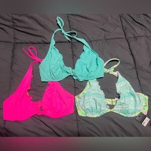 Victoria's Secret Pink, Aqua, and Green Bikinis